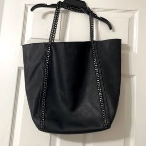 Beautiful Black leather bag with chain like straps from Nordstrom